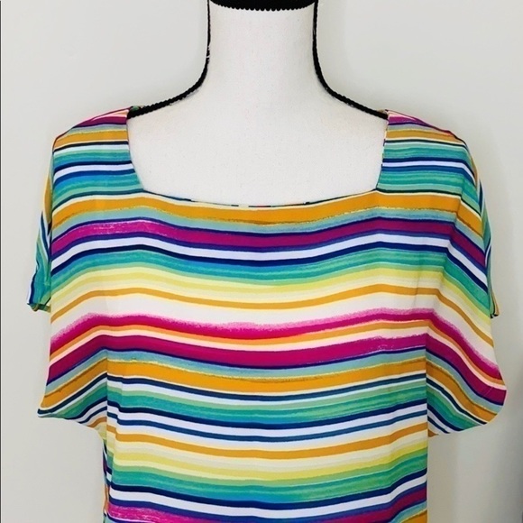 Rachel Zoe Vibrant Multi Stripe Top Sz L - Picture 2 of 11